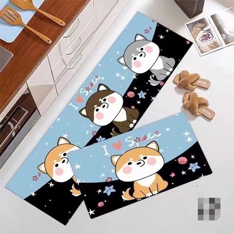 Lovey Cartoon Kitchen Mats Kitchen Rugs Bedroom Carpets Set Absorbent Thick Non-slip Washable, Area Rugs for Kitchen Floor Indoor Outdoor Entry(40x 60cm and 40x120cm)- 2PCS