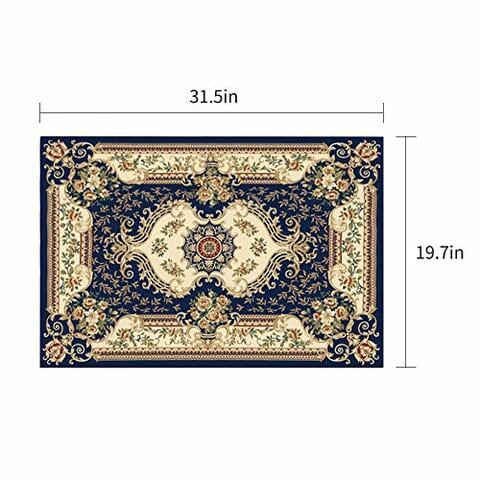 Front Door Mat, European Style Check Rugs, Rubber Non Slip Backing Door Mats, Washable Carpet for Outdoor Front Porch/Kitchen/Bedroom/Entryway - 19.7&times;31.5in (Blue B)