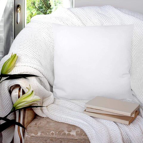 Decorative Throw Pillow Inserts, CAN, Square Pillow Insert, Set Of 2, White, Soft and Luxurious Pillow Insert for Sofa, Chair, Bedroom, Living Room &amp; Car(45x45 cm)