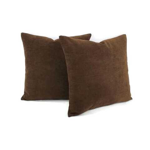 Decorative Velvet Zippered Throw Pillow Covers With Pillow Insert for Sofa Couch Bed, CAN, Set Of 2, Luxury Soft Cushion Cases With Pillow Insert (40x40 cm, Brown)