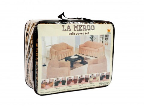 Sofa Cover Set, LA MEROO, Spandex Non Slip Soft, 85% Polyster &amp; 15% Spandex, 7 Seater, Washable Furniture Protector (Off White)