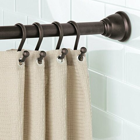 Idesign 55871 Axis Metal Shower Curtain Hooks, Rust Resistant Shower Hooks Rings For Kid&#39;s Bathroom, Guest Bathroom, Master Bathroom, Set Of 12, Bronze