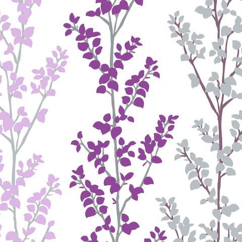 Branches Plum  Blackout Roller Blinds W: 180cm H: 200cm