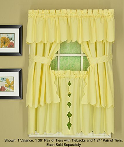 Today&#39;s Curtain Orleans 12&quot; Valance Tambour Scallop Edge Curtain, Buttercup, 60&quot; W X L