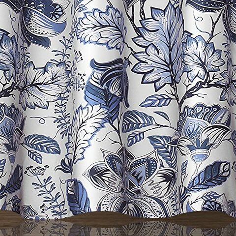 Lush Decor, Blue Cynthia Jacobean Shower Curtain-Fabric Floral Print Design,72 X 72