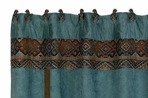 Hiend Accents Del Rio Faux Suede Western Shower Curtain &amp; Rings Bath Set, 72&quot; X 72&quot;, Teal Blue