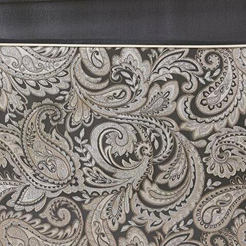 Madison Park Aubrey Shower Curtain Paisley Jacquard Pieced Microfiber Faux Silk Modern Home Bathroom Decorations Bathtub Privacy Screen, 72&quot; X 72&quot;, Black