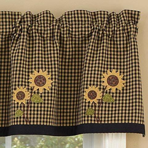 Park Designs Sunflower Check Lined Valance, 60 X 14