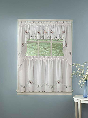 Lorraine Home Fashions Monarch Tier Curtain Pair, 58 By 36-Inch, White