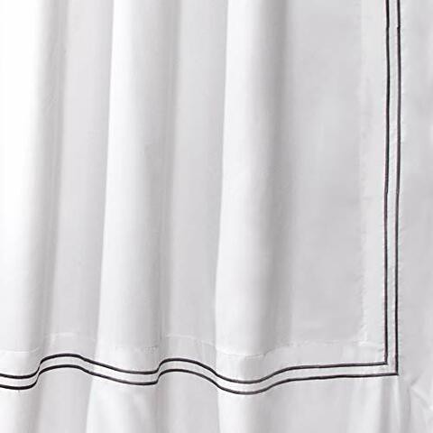 Lush Decor Hotel Collection Shower Curtain Fabric Minimalist Plain Style Bathroom Design, 72&quot; X 72&quot;, White And Gray