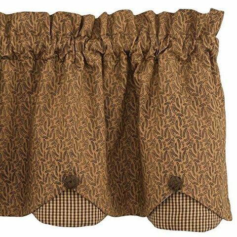 Park Designs Shade Of Brown Lined Scalloped Valance, 58 X 15