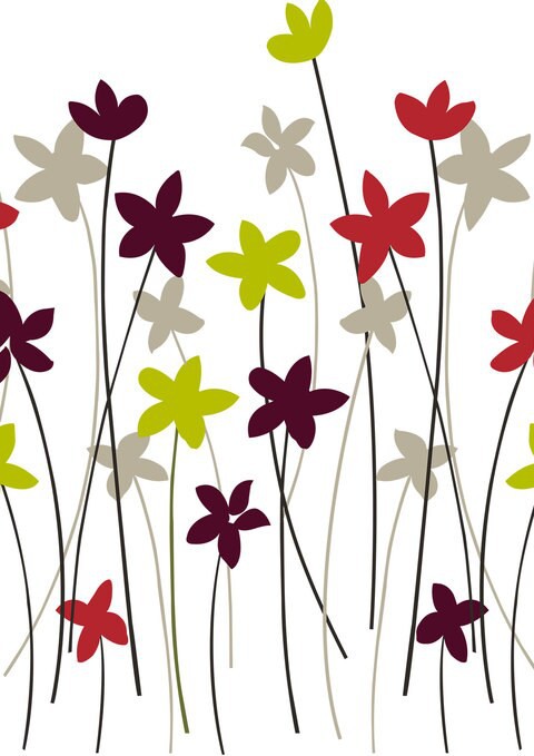 Borderflower Cherry  Blackout Roller Blinds W: 90cm H: 200cm