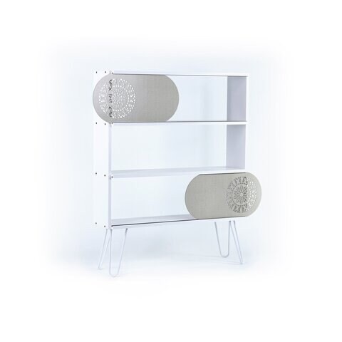 Home Canvas Illia 3Shelves Bookshelves With Metal Leg - White