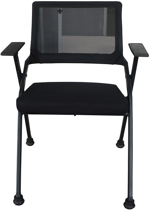 Mahmayi 632L Black Ergonomics Folding Chair Computer Chair, Visitor Chair, Back Rest Chair Visitor Conference Chairs , Heavy Duty Steel Can Hold Upto 150KG (Without Wheels)