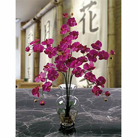 Nearly Natural 1106-BU Phalaenopsis Liquid Illusion Silk Flower Arrangement, Beauty