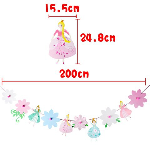 Generic-Flower Fairy Banner Paper Garland for Birthday Party Dancing Princess Bunting Baby Shower Girls Favorite Decoration Supplies