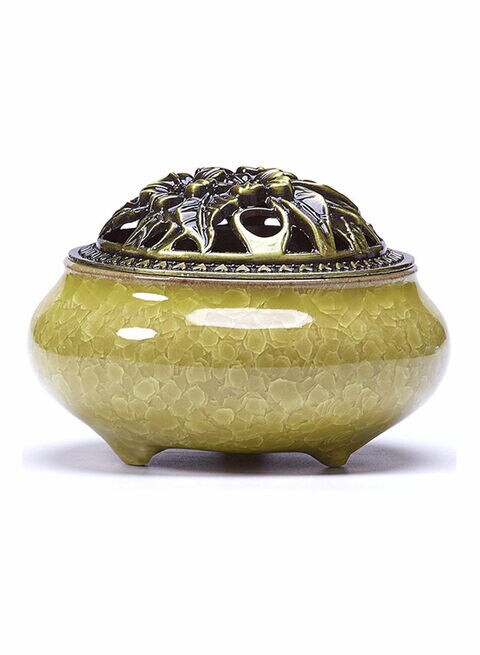 Generic Ceramic Incense Holder Yellow/Gold 3.9 x 2.8inch