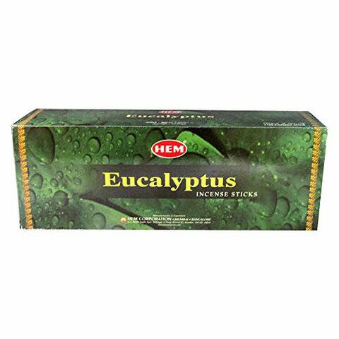 HEM 6 Pack 20 Gram Eucalyptus - Box Of Six 20 Stick Tubes - Hem Incense