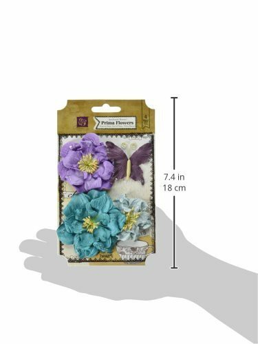 Prima Marketing Troika Paper Flowers 1.5 to 2.5 3/Pkg Plus Butterfly-Teal