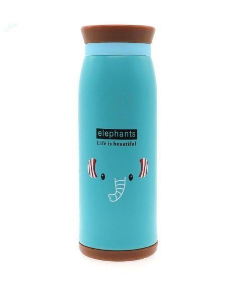 RAG&amp;SAK - Stainless Steel Cute Cartoon Animal Elephant Thermos Travel Mug Vacuum Cup Bottle Insulated Tumbler 500ml