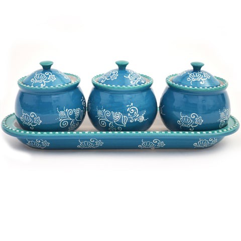 temp-tations Floral Lace Mini Ramekins with Lid and Tray - 4 Piece - Summer