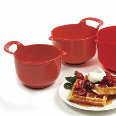 Norpro, Red, Mixing Bowls, Set Of 3, 4.5&quot; X 8.75&quot; X 6.75&quot; / 11.5Cm X 22Cm X 17Cm