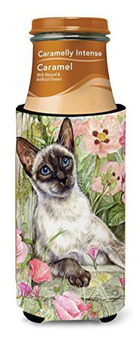 Caroline&#39;s Treasures Cdco0033Muk Siamese Cat In The Roses Ultra Beverage Insulators For Slim Cans, Slim Can, Multicolor