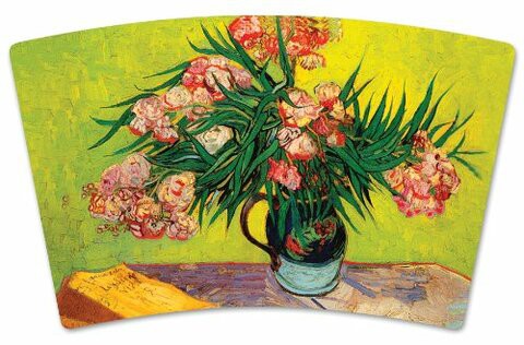 Mugzie Van Gogh Oleanders Travel Mug with Insulated Wetsuit Cover, 16 oz, Black