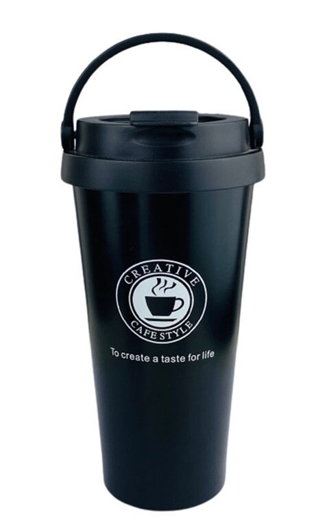 Thermal Cup Stainless Steel, Vacuum Insulated Travel Tumbler, Durable Insulated Coffee Mug, Thermal Cup with Double Partition SEALING Ring - 450ml (BLACK)