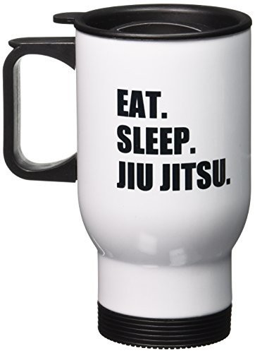 3Drose Eat Sleep Jiu Jitsu-Japanese Martial Art-Ju Jutsu Jujutsu Jujitsu Stainless Steel&quot; Travel Mug, 14 Oz, Multicolor