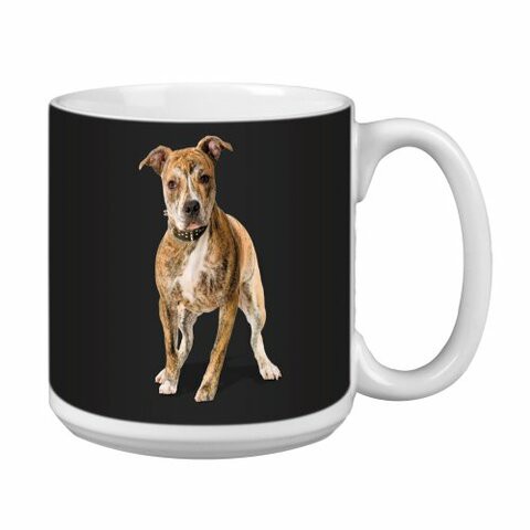 Tree Free Greetings XM28992 I Heart American Staffordshire Terriers Artful Jumbo Mug, 20-Ounce, Tan/Black/White