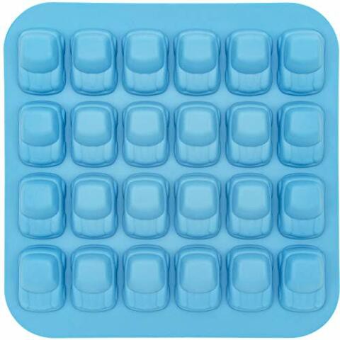 Fairly Odd Novelties Mini Car Shape Flexible 24 Ice Tray Mold Blue Rubber Novelty Gag Gift, One Size