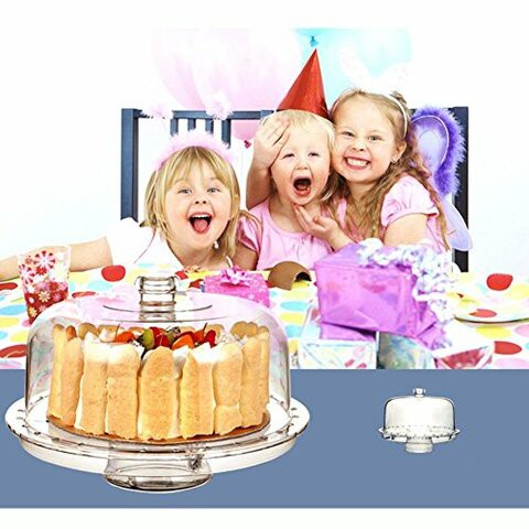 HBlife Acrylic Cake Stand Multifunctional Serving Platter and Cake Plate With Dome (6 Uses)