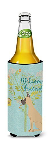 Caroline&#39;s Treasures Bb7589Muk Welcome Friends Fawn Great Dane Cropped Ears Michelob Ultra Hugger For Slim Cans, Slim Can, Multicolor