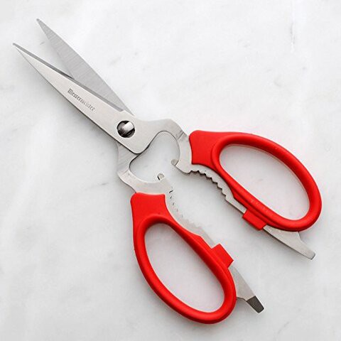 Messermeister Take-Apart Stainless Steel Utility Kitchen Scissors, 8 Inch, Red