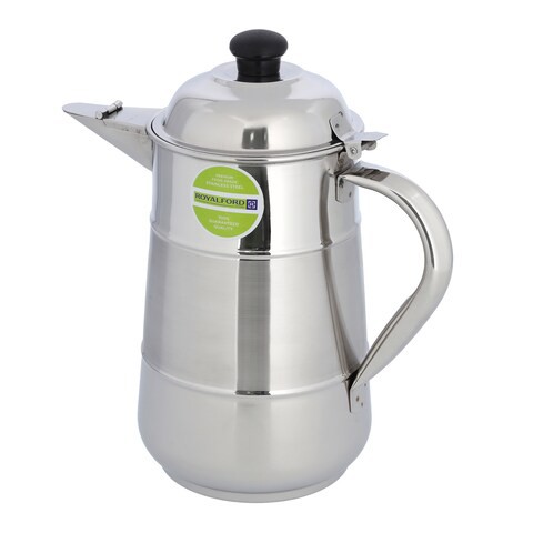 Royalford Milk Jug, Stainless Steel, 2.0L,390gm, RF10157, Two Tone Body With Bakelite Knob, Spill Proof Lid &amp; Pouring, Food Grade Material, Perfect Water Camping, Hiking &amp; More, Milk Jug With Handle