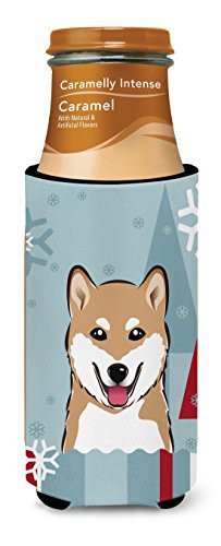 Caroline&#39;s Treasures Bb1721Muk Winter Holiday Shiba Inu Ultra Beverage Insulators For Slim Cans, Slim Can, Multicolor