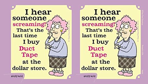 Tree-Free Greetings 16-Ounce Sip &#39;N Go Stainless Lined Travel Mug, Aunty Acid Dollar Store Duct Tape