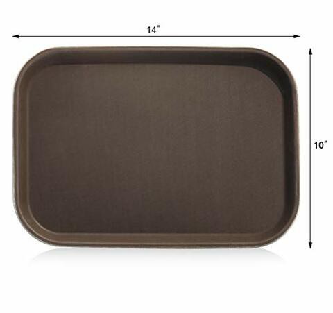 New Star Foodservice 24883 Non-Slip Tray, Plastic, Rubber Lined, Rectangular, 10 By 14-Inch, Brown