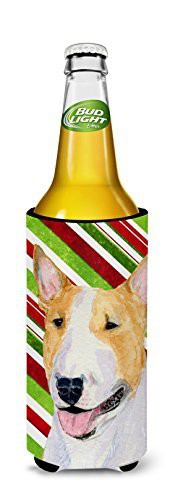 Caroline&#39;s Treasures Ss4565Muk Bull Terrier Candy Cane Holiday Christmas Ultra Beverage Insulators For Slim Cans, Slim Can, Multicolor