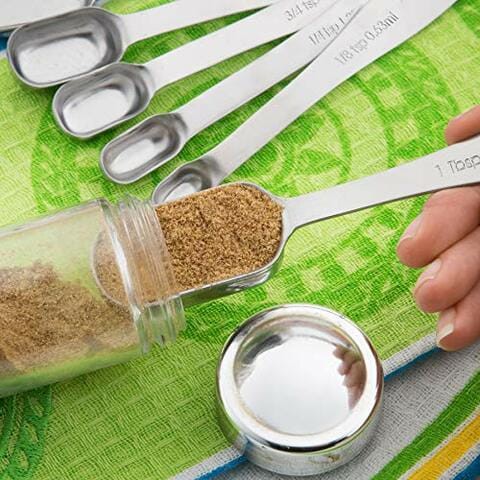 Spring Chef Heavy Duty Stainless Steel Metal Measuring Spoons for Dry or Liquid, Fits in Spice Jar, Set of 6