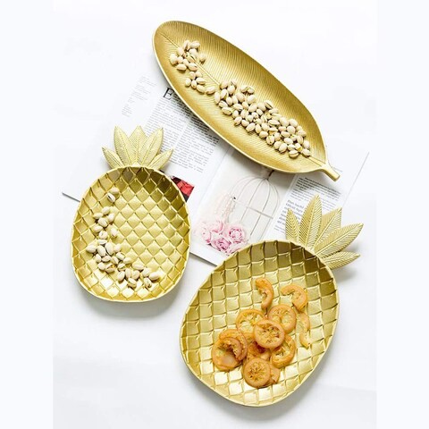 LINGWEI Wooden Made Pine Apple Shaped 2 pcs set Jewelry Plate Ring Dish Serving Dish Vanity Tray for Dresser Christmas Birthday Wedding Gifts Home Decor