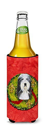 Caroline&#39;s Treasures Ss4186Muk Bearded Collie Cristmas Wreath Ultra Beverage Insulators For Slim Cans, Slim Can, Multicolor