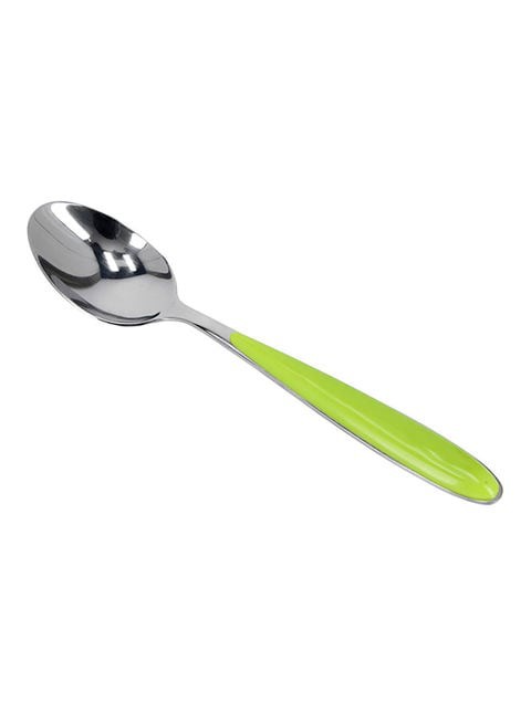 Royalford 2-Piece Stainless Steel Tea Spoon Set Silver/Green 1.6 x 17.8 x 7centimeter