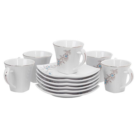 Royalford New Bone China 12Pcs Square Cup&amp;Saucer