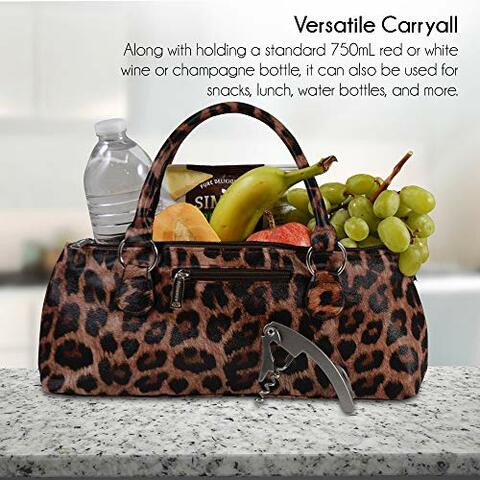 Primeware Wine Clutch Bag (Thermal Insulated) Trendy Women&#39;s Carry Tote | Holds Red &amp; White 750mL Bottles | Trendy Fashion | Incl. Portable Waiter-Style Corkscrew