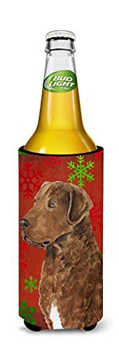 Caroline&#39;s Treasures Ss4738Muk Chesapeake Bay Retriever Red Snowflakes Holiday Christmas Ultra Beverage Insulators For Slim Cans, Slim Can, Multicolor