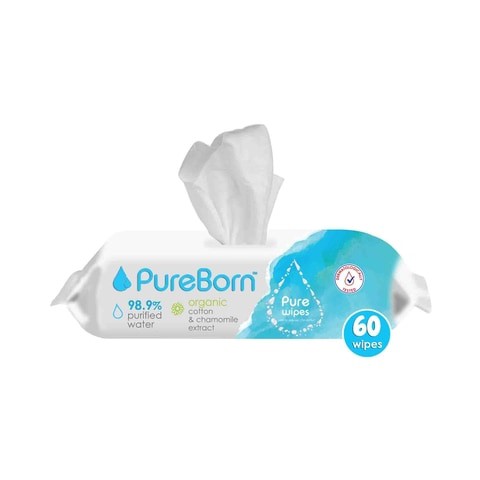 PureBorn Chemical Free Wet Wipes 60 Pieces