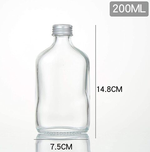 FUFU 5 pieces 50ml empty juice bottle glass milk drink bottle whiskey bottle vodka bottle party drink shop (Silver lid)