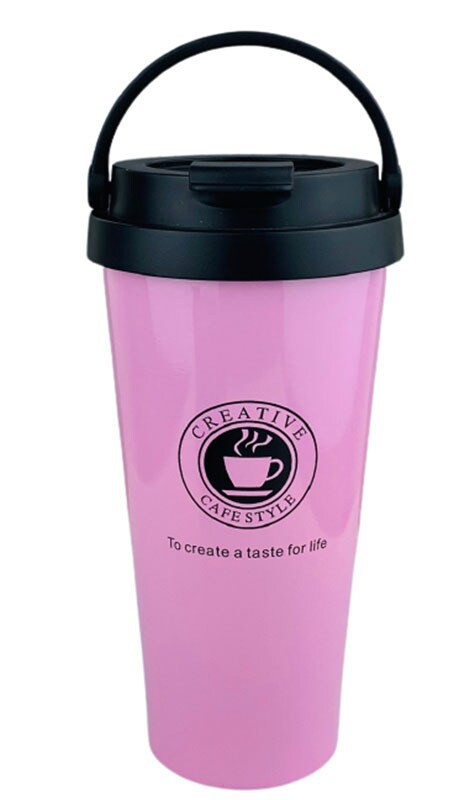 Thermal Cup Stainless Steel, Vacuum Insulated Travel Tumbler, Durable Insulated Coffee Mug, Thermal Cup with Double Partition SEALING Ring- 450ml (PINK)